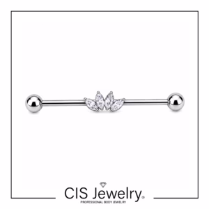 Piercing Industrial con cluster marquise zirconias