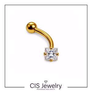 Piercing Banana con un top zirconia cuadrada y una bola básica