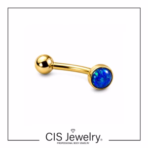 Piercing Floating navel (ombligo) y disco de ópalo azul anodizado oro