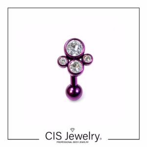 Piercing Floating navel (ombligo) con top cluster zirconias anodizado blurple