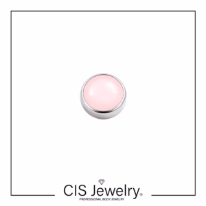 Piercing Labret y top disco de piedra cuarzo rosa natural
