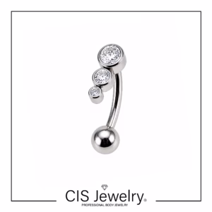 Piercing Floating navel (ombligo) con top cluster zirconias en escalera