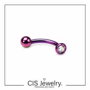 Piercing Floating navel (ombligo) y disco zirconia blanca anodizado fucsia