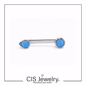 Piercing Surface con top gota engarsada y disco de ópalos azules