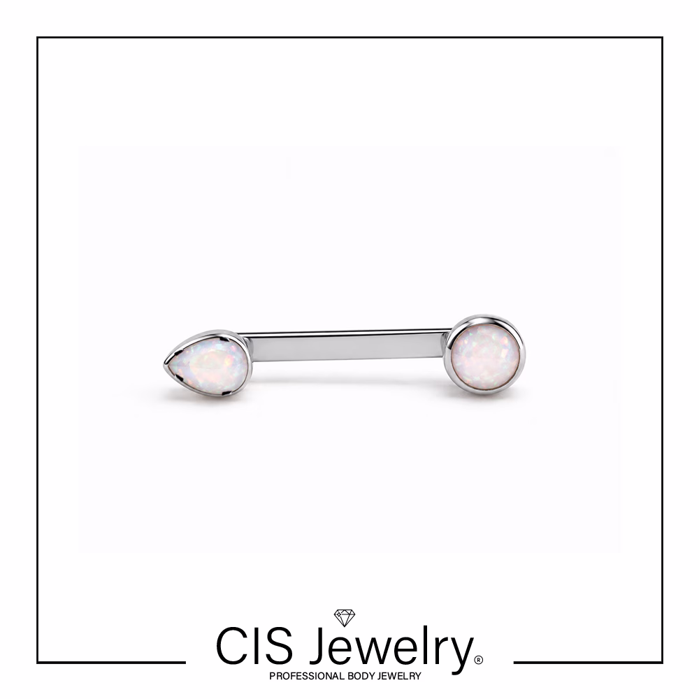 Piercing Surface con top gota y disco de ópalos