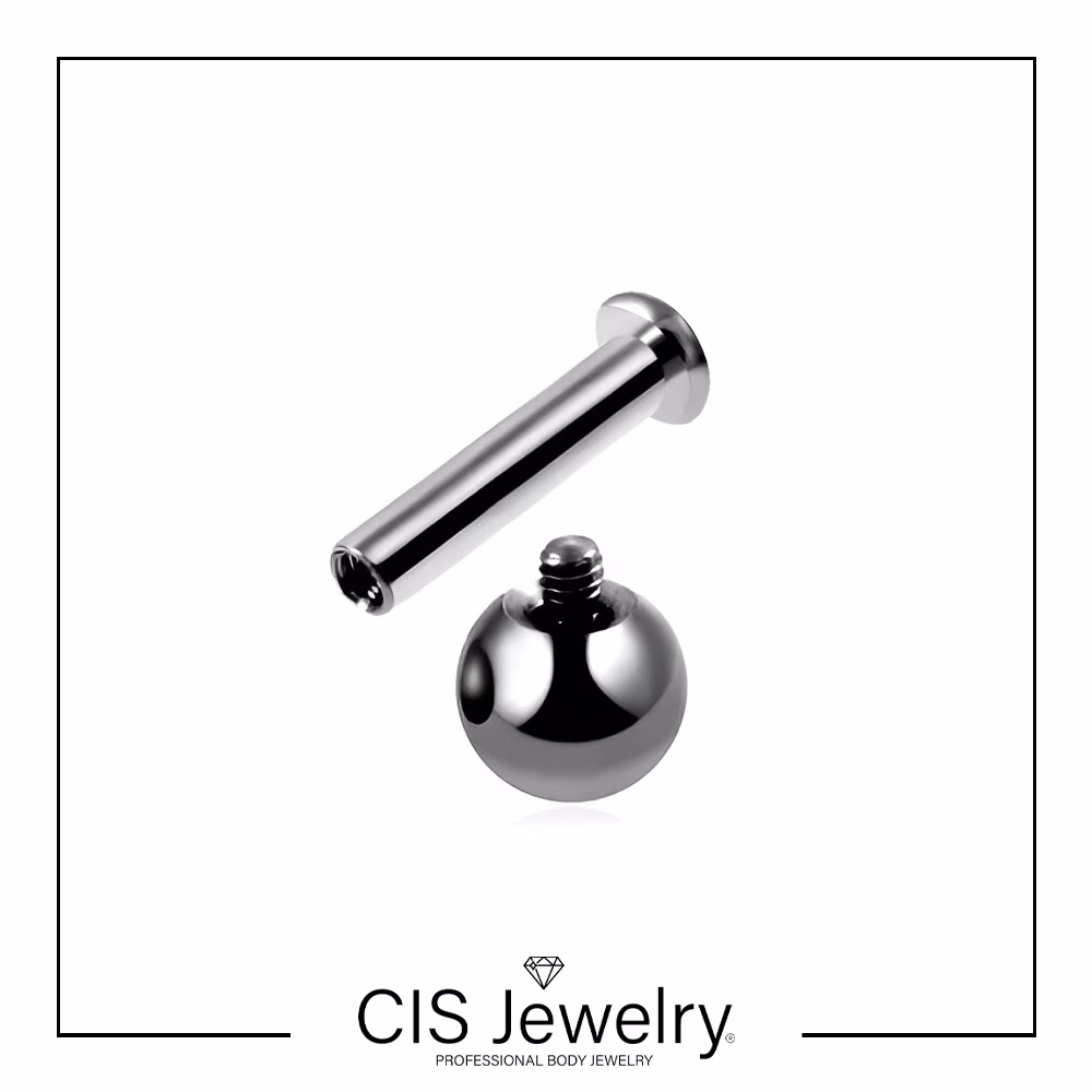 Piercing Labret básico con microbase y top bola/cono