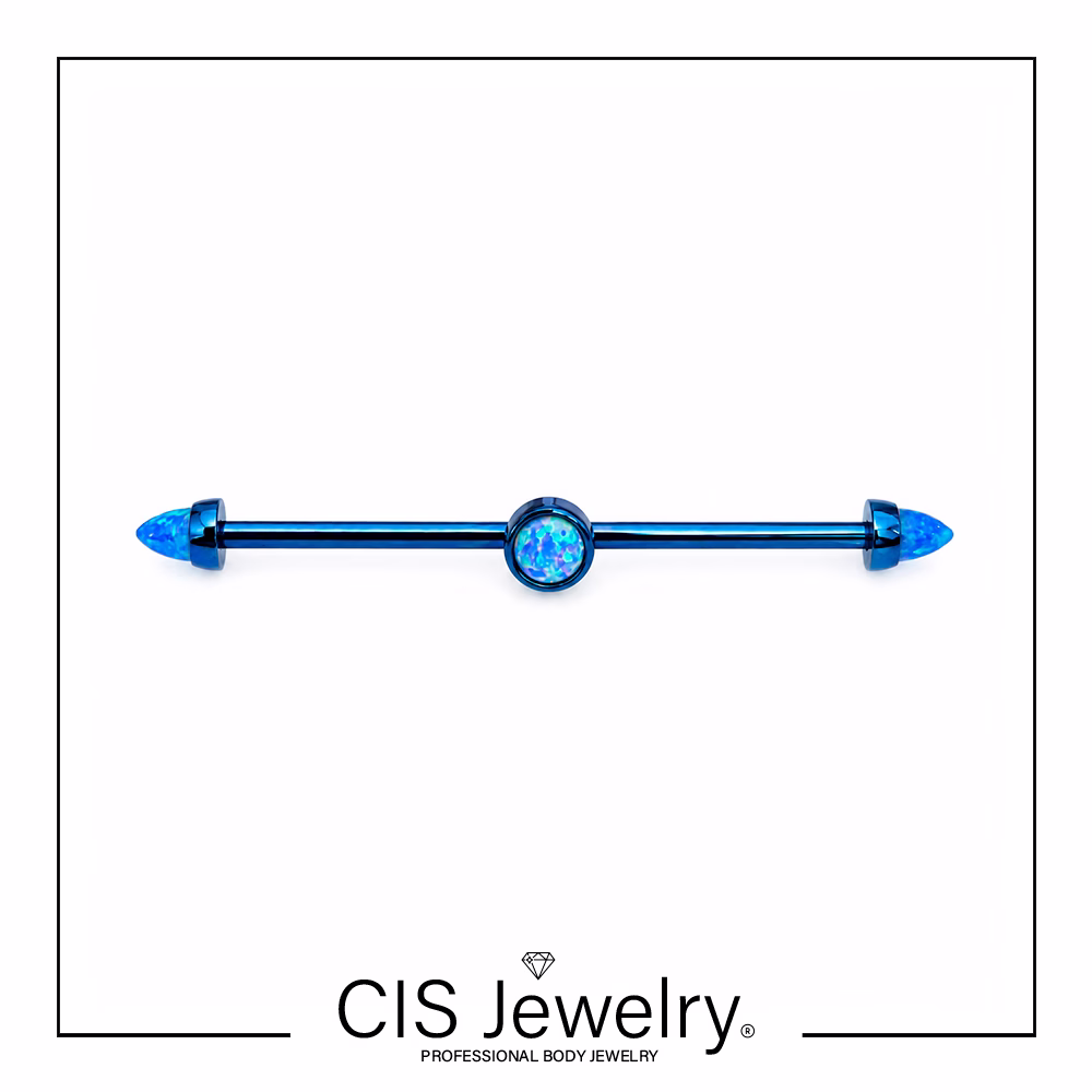 Piercing Industrial ópalos azules anodizado azul