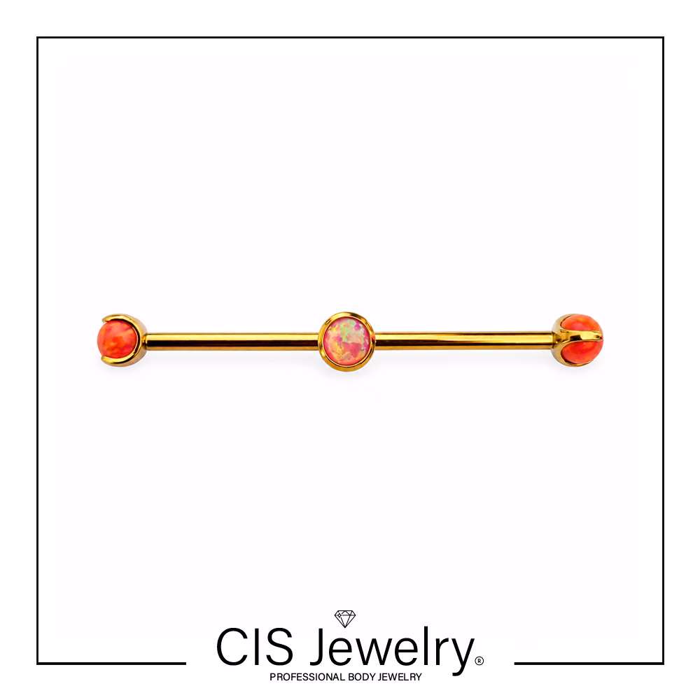Piercing Industrial ópalos naranjas anodizado oro