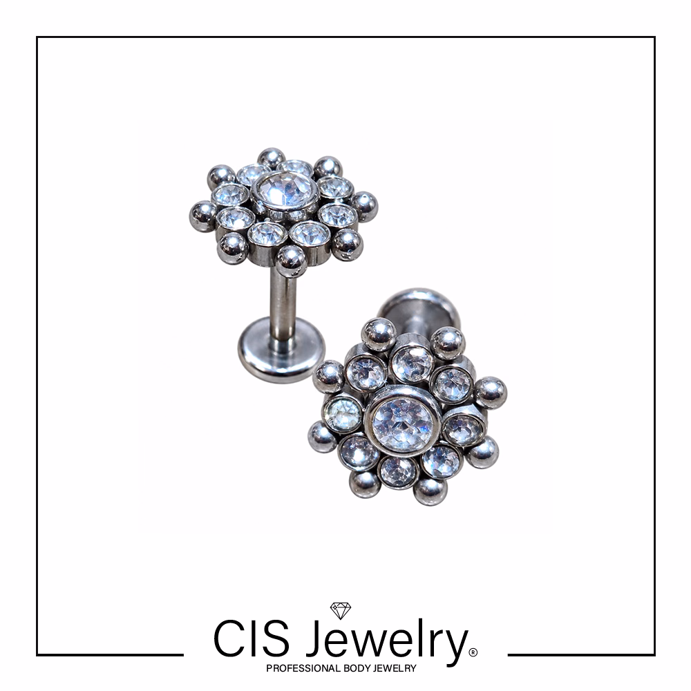 Piercing Labret con top flor grande