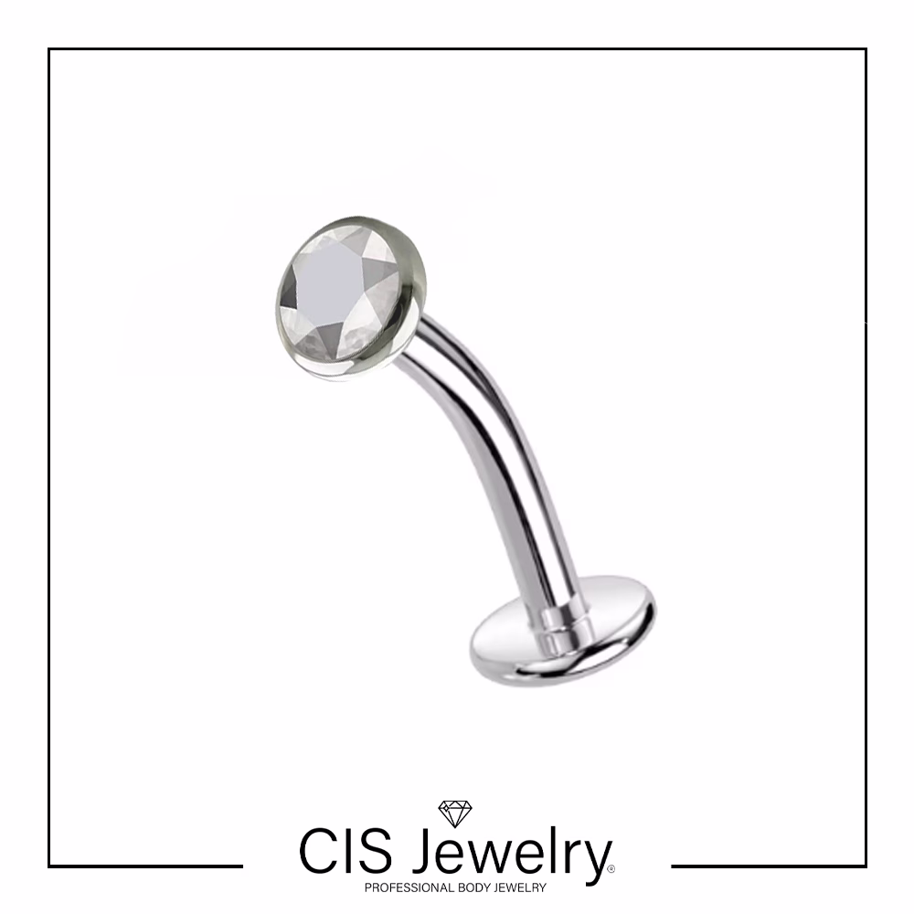 Piercing Floating navel (ombligo) y disco plano simple y de zirconia